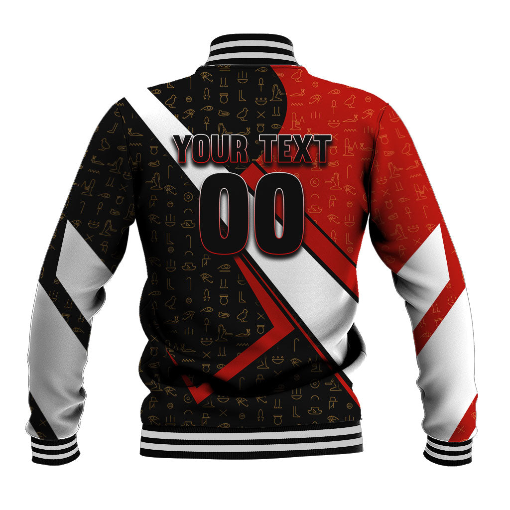 Personalized Egypt Soccer Sobek Crocodile Mascot Baseball Jacket Ancient Egyptian Hieroglyphic Stripe