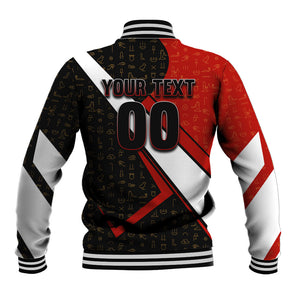 Personalized Egypt Soccer Sobek Crocodile Mascot Baseball Jacket Ancient Egyptian Hieroglyphic Stripe