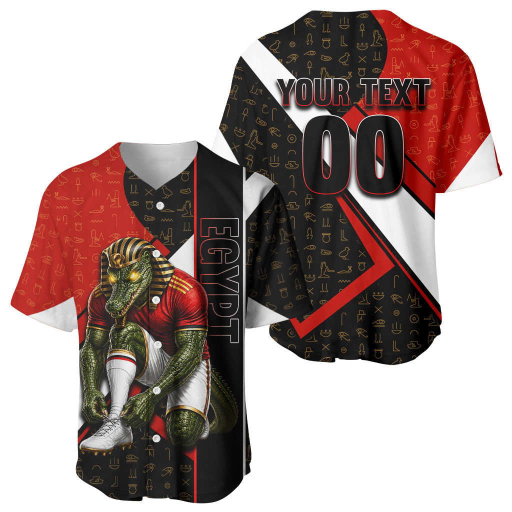 Personalized Egypt Soccer Sobek Crocodile Mascot Baseball Jersey Ancient Egyptian Hieroglyphic Stripe