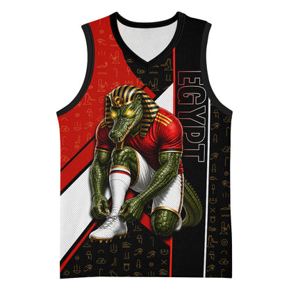 Personalized Egypt Soccer Sobek Crocodile Mascot Basketball Jersey Ancient Egyptian Hieroglyphic Stripe