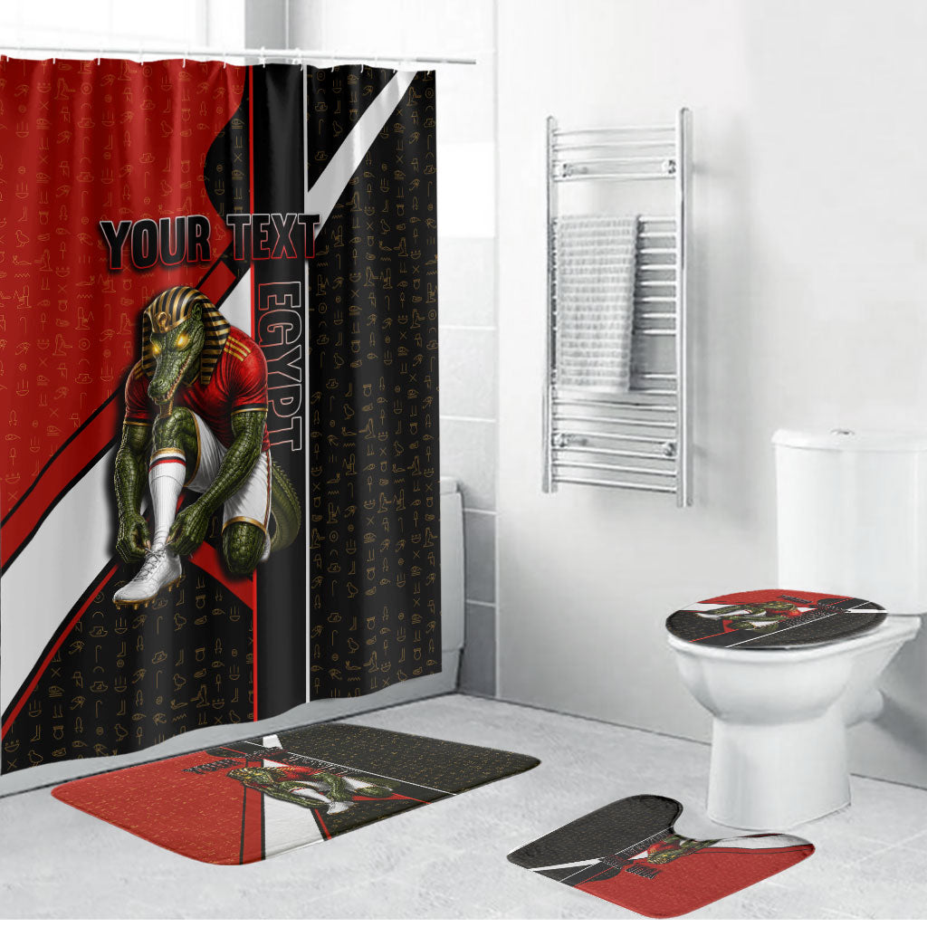 Personalized Egypt Soccer Sobek Crocodile Mascot Bathroom Set Ancient Egyptian Hieroglyphic Stripe