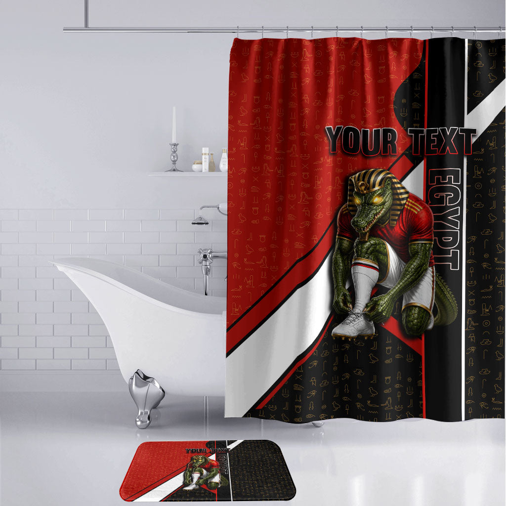 Personalized Egypt Soccer Sobek Crocodile Mascot Bathroom Set Ancient Egyptian Hieroglyphic Stripe