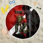 Personalized Egypt Soccer Sobek Crocodile Mascot Beach Blanket Ancient Egyptian Hieroglyphic Stripe