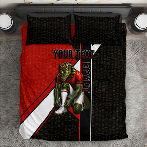Personalized Egypt Soccer Sobek Crocodile Mascot Bedding Set Ancient Egyptian Hieroglyphic Stripe