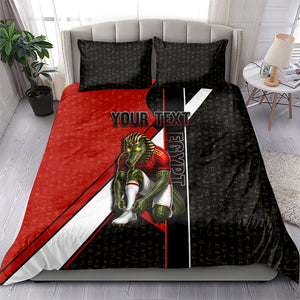 Personalized Egypt Soccer Sobek Crocodile Mascot Bedding Set Ancient Egyptian Hieroglyphic Stripe