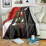 Personalized Egypt Soccer Sobek Crocodile Mascot Blanket Ancient Egyptian Hieroglyphic Stripe