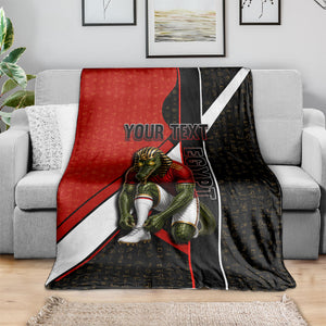 Personalized Egypt Soccer Sobek Crocodile Mascot Blanket Ancient Egyptian Hieroglyphic Stripe