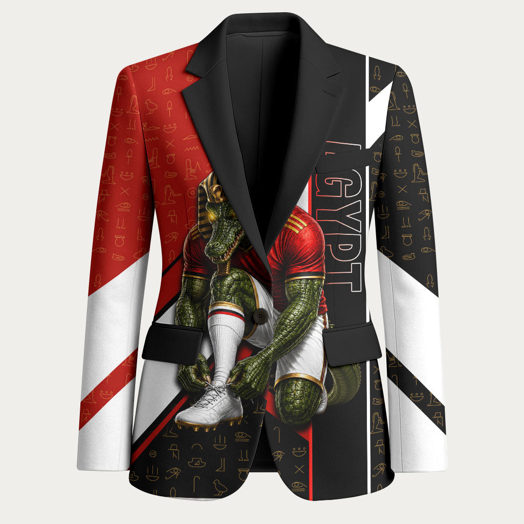 Personalized Egypt Soccer Sobek Crocodile Mascot Blazer Ancient Egyptian Hieroglyphic Stripe