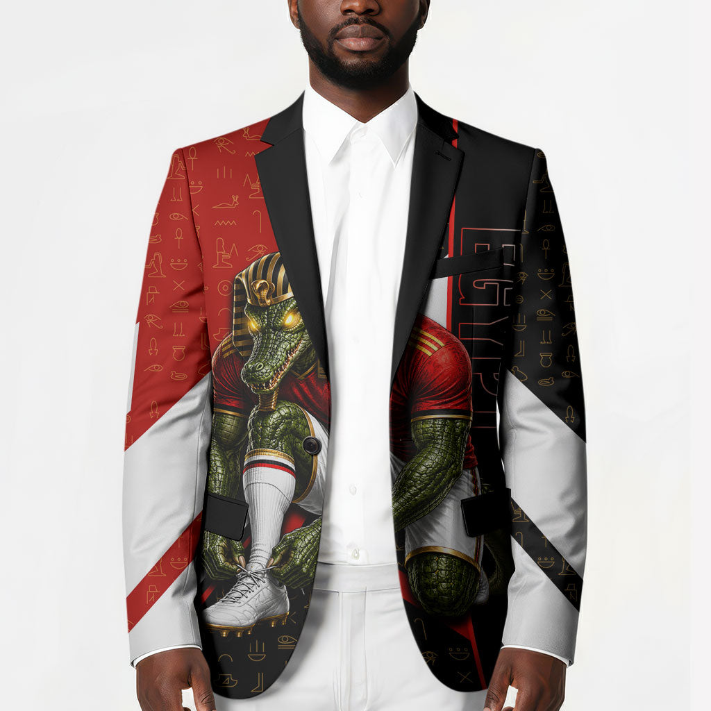 Personalized Egypt Soccer Sobek Crocodile Mascot Blazer Ancient Egyptian Hieroglyphic Stripe