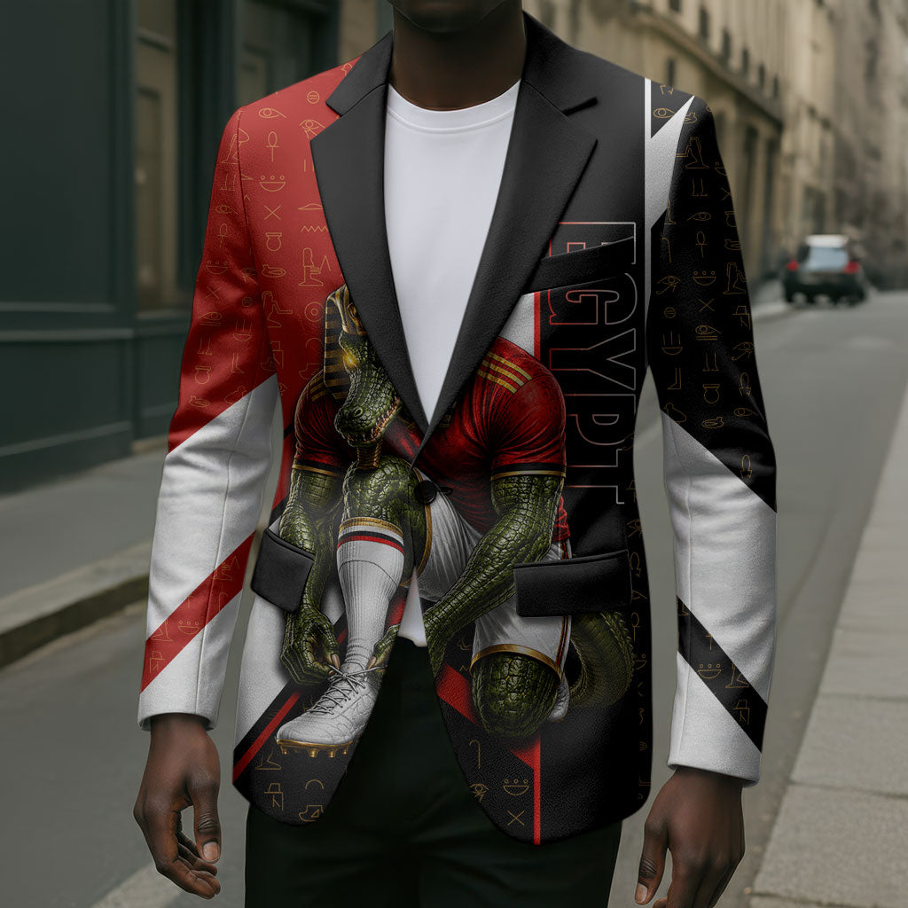 Personalized Egypt Soccer Sobek Crocodile Mascot Blazer Ancient Egyptian Hieroglyphic Stripe