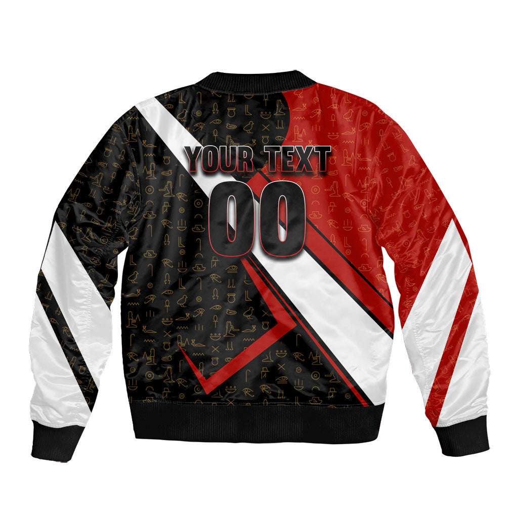 Personalized Egypt Soccer Sobek Crocodile Mascot Bomber Jacket Ancient Egyptian Hieroglyphic Stripe