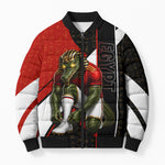 Personalized Egypt Soccer Sobek Crocodile Mascot Bomber Puffer Jacket Ancient Egyptian Hieroglyphic Stripe
