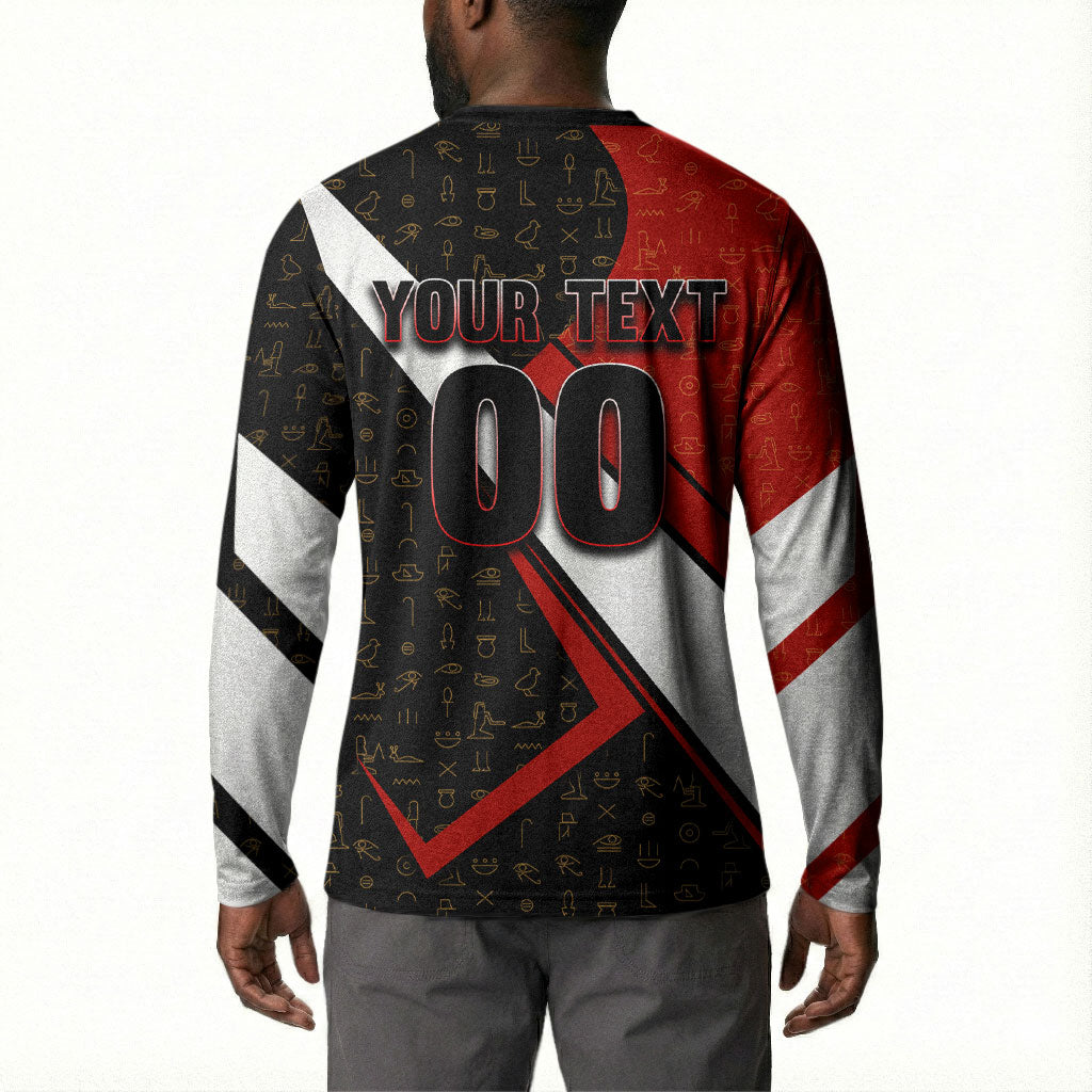 Personalized Egypt Soccer Sobek Crocodile Mascot Button Sweatshirt Ancient Egyptian Hieroglyphic Stripe