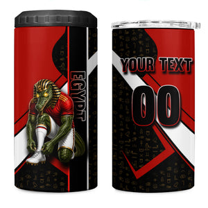 Personalized Egypt Soccer Sobek Crocodile Mascot 4 in 1 Can Cooler Tumbler Ancient Egyptian Hieroglyphic Stripe