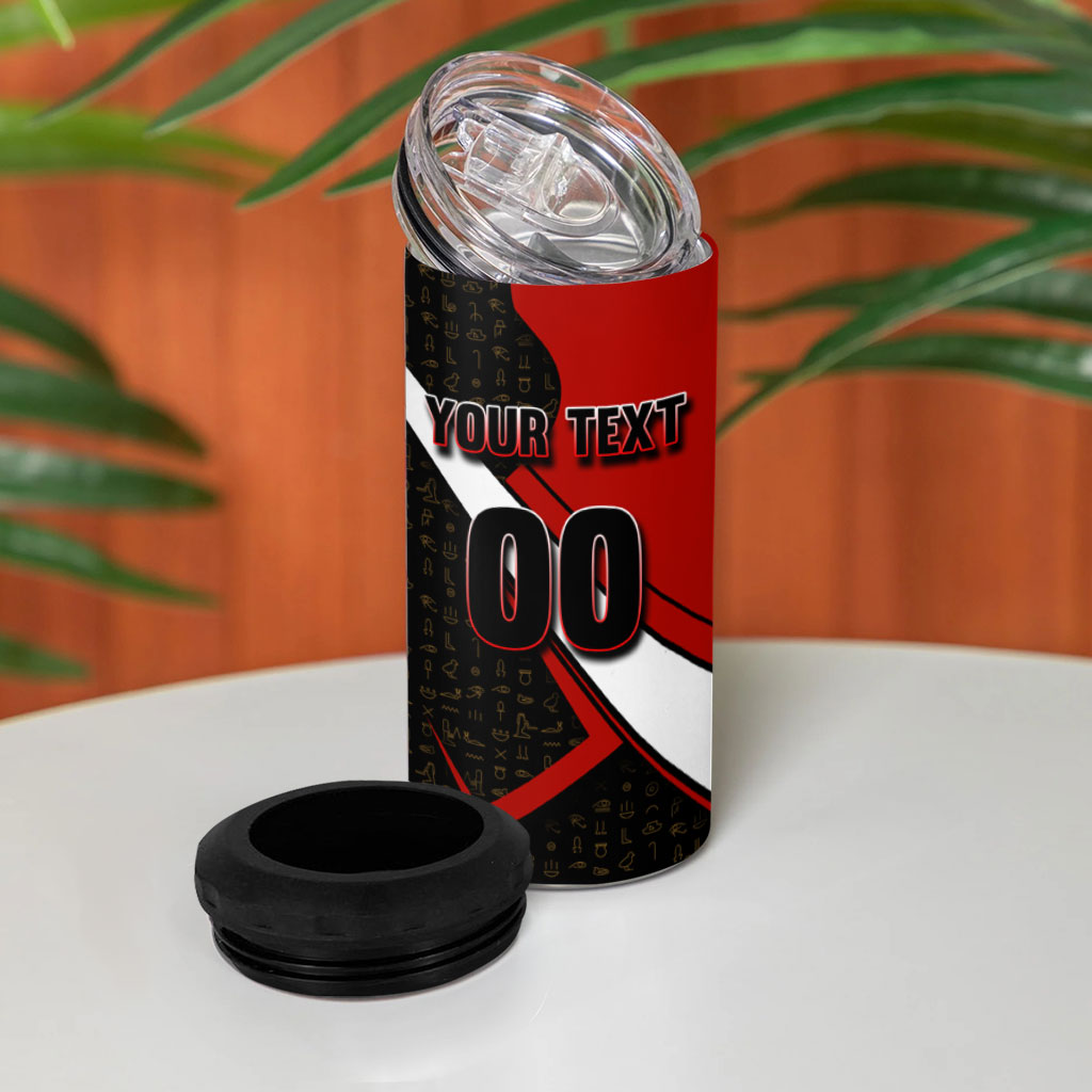 Personalized Egypt Soccer Sobek Crocodile Mascot 4 in 1 Can Cooler Tumbler Ancient Egyptian Hieroglyphic Stripe