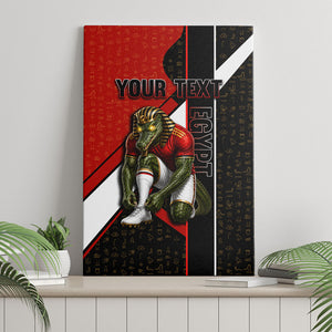 Personalized Egypt Soccer Sobek Crocodile Mascot Canvas Wall Art Ancient Egyptian Hieroglyphic Stripe