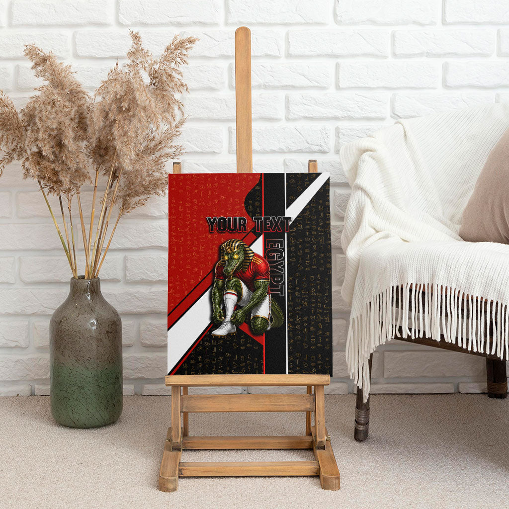 Personalized Egypt Soccer Sobek Crocodile Mascot Canvas Wall Art Ancient Egyptian Hieroglyphic Stripe