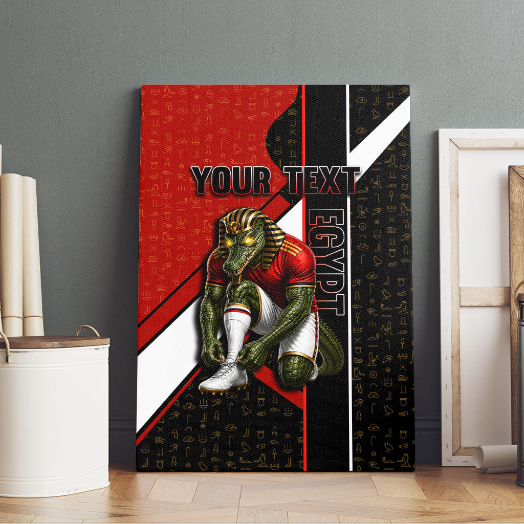 Personalized Egypt Soccer Sobek Crocodile Mascot Canvas Wall Art Ancient Egyptian Hieroglyphic Stripe