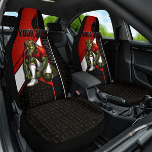 Personalized Egypt Soccer Sobek Crocodile Mascot Car Seat Cover Ancient Egyptian Hieroglyphic Stripe