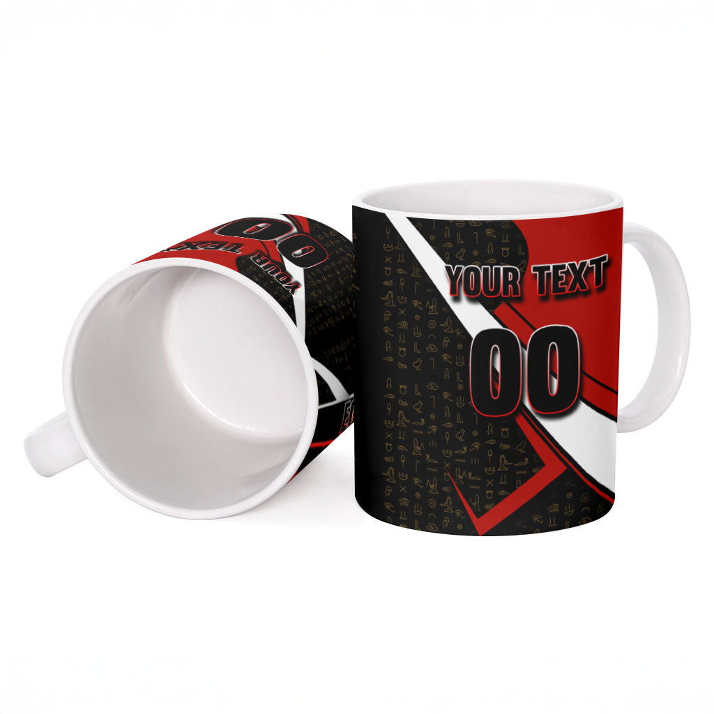 Personalized Egypt Soccer Sobek Crocodile Mascot Ceramic Mug Ancient Egyptian Hieroglyphic Stripe