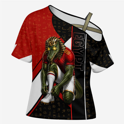 Personalized Egypt Soccer Sobek Crocodile Mascot Cross Shoulder Shirt Ancient Egyptian Hieroglyphic Stripe