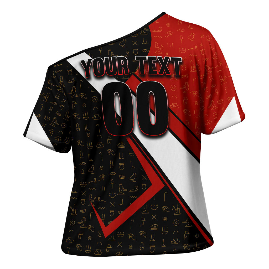 Personalized Egypt Soccer Sobek Crocodile Mascot Cross Shoulder Shirt Ancient Egyptian Hieroglyphic Stripe