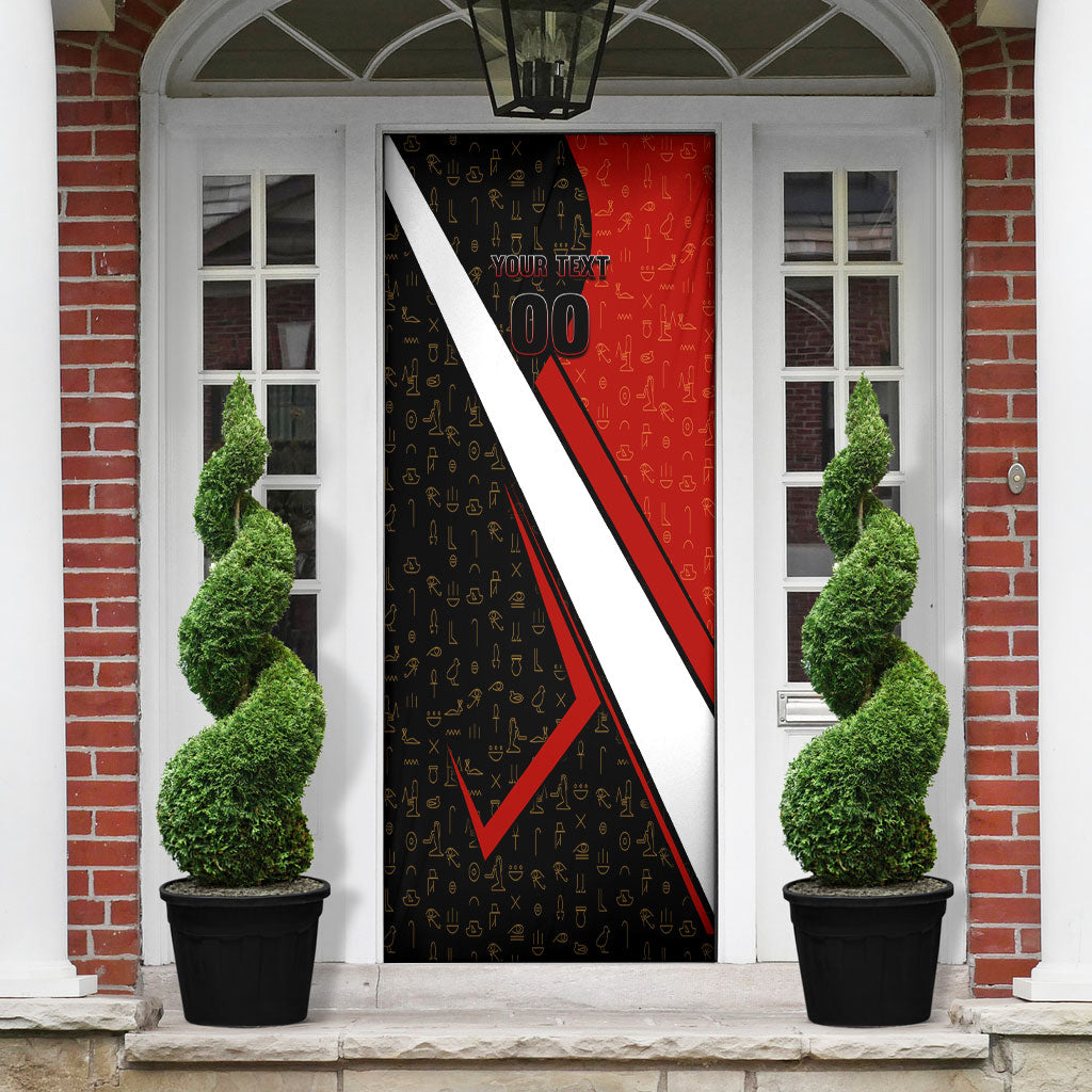 Personalized Egypt Soccer Sobek Crocodile Mascot Door Cover Ancient Egyptian Hieroglyphic Stripe