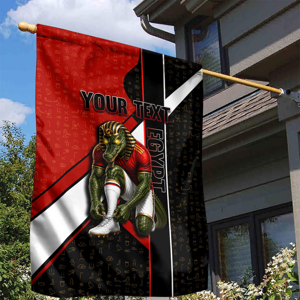 Personalized Egypt Soccer Sobek Crocodile Mascot Garden Flag Ancient Egyptian Hieroglyphic Stripe