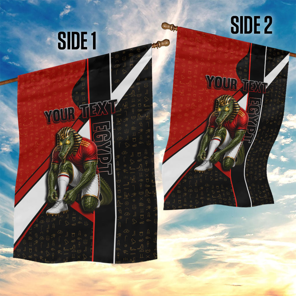 Personalized Egypt Soccer Sobek Crocodile Mascot Garden Flag Ancient Egyptian Hieroglyphic Stripe