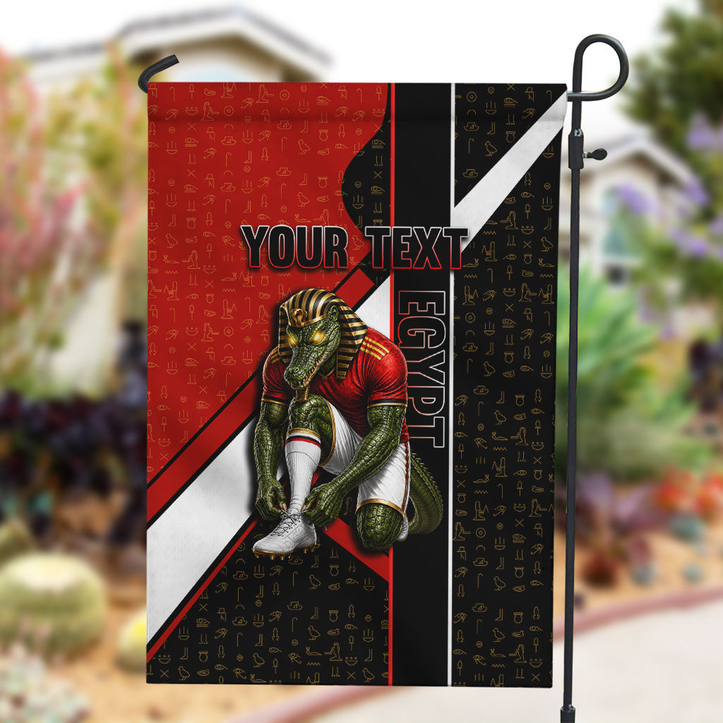 Personalized Egypt Soccer Sobek Crocodile Mascot Garden Flag Ancient Egyptian Hieroglyphic Stripe