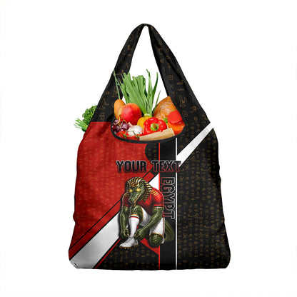 Personalized Egypt Soccer Sobek Crocodile Mascot Grocery Bag Ancient Egyptian Hieroglyphic Stripe