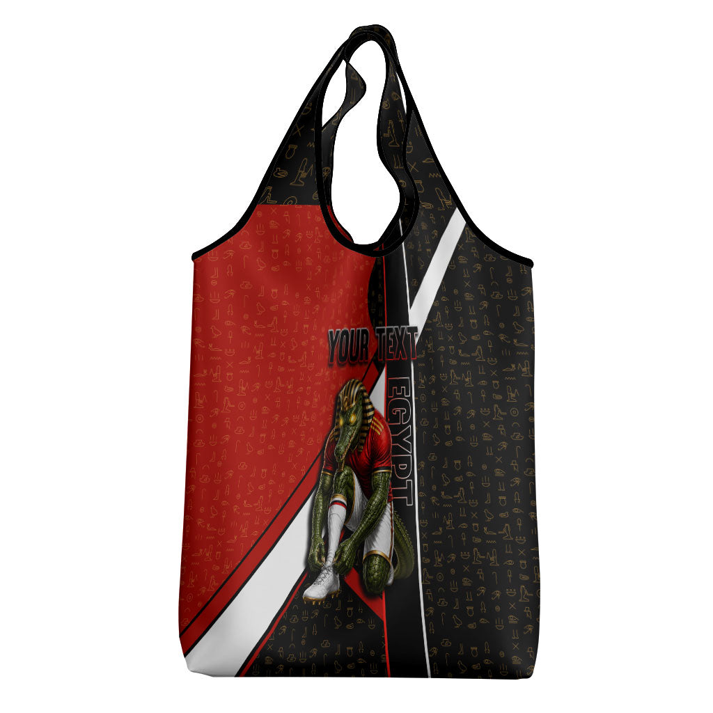 Personalized Egypt Soccer Sobek Crocodile Mascot Grocery Bag Ancient Egyptian Hieroglyphic Stripe