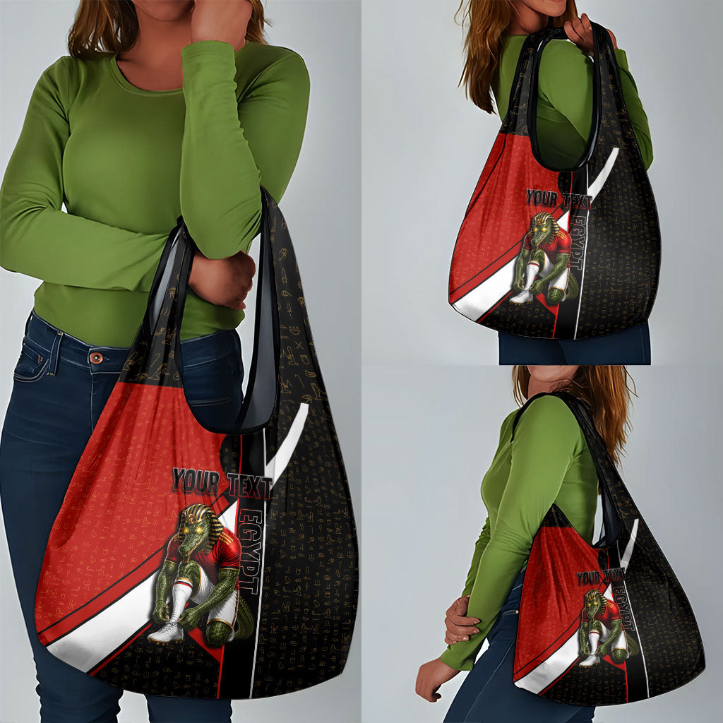 Personalized Egypt Soccer Sobek Crocodile Mascot Grocery Bag Ancient Egyptian Hieroglyphic Stripe