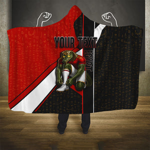 Personalized Egypt Soccer Sobek Crocodile Mascot Hooded Blanket Ancient Egyptian Hieroglyphic Stripe