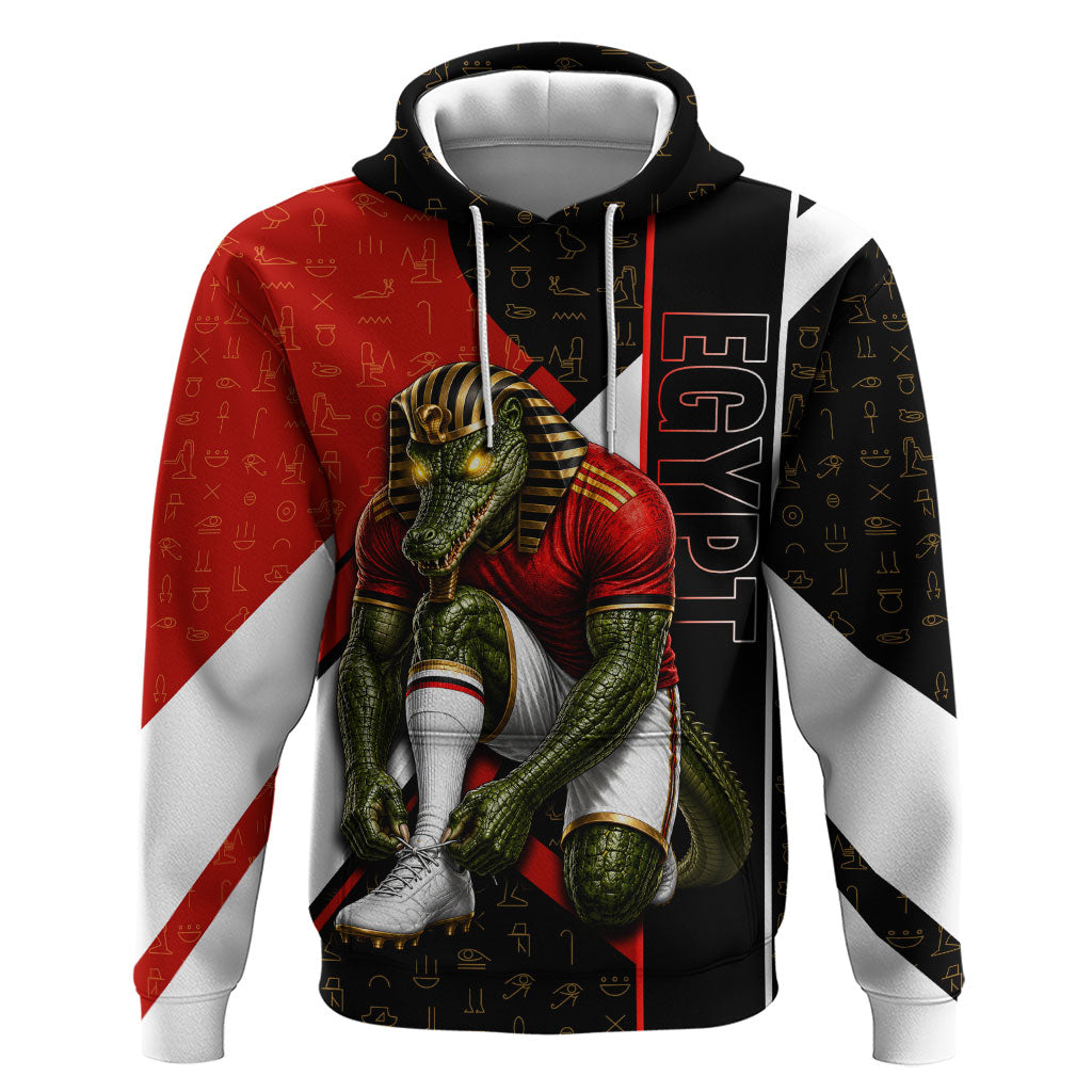 Personalized Egypt Soccer Sobek Crocodile Mascot Hoodie Ancient Egyptian Hieroglyphic Stripe