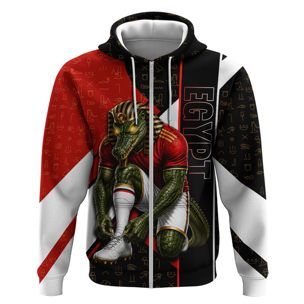 Personalized Egypt Soccer Sobek Crocodile Mascot Hoodie Ancient Egyptian Hieroglyphic Stripe