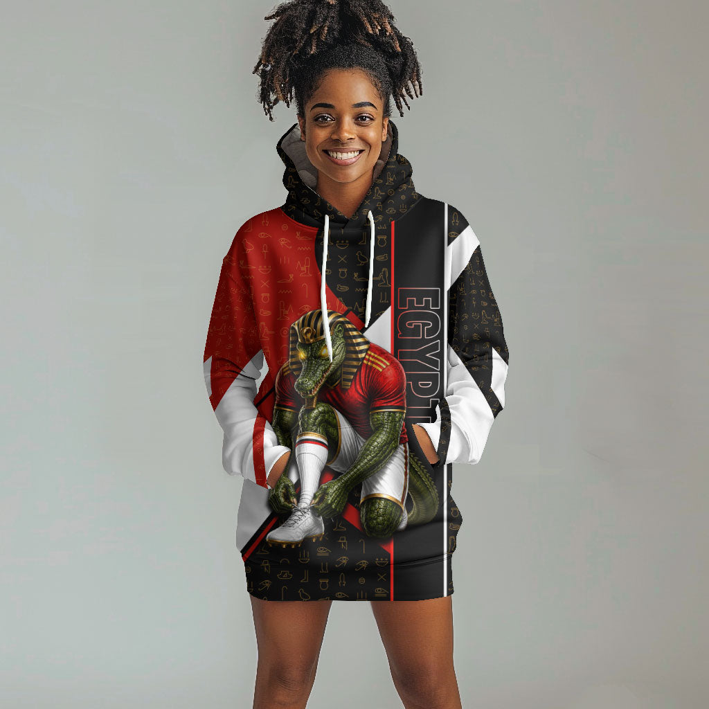 Personalized Egypt Soccer Sobek Crocodile Mascot Hoodie Dress Ancient Egyptian Hieroglyphic Stripe