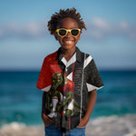 Personalized Egypt Soccer Sobek Crocodile Mascot Kid Hawaiian Shirt Ancient Egyptian Hieroglyphic Stripe