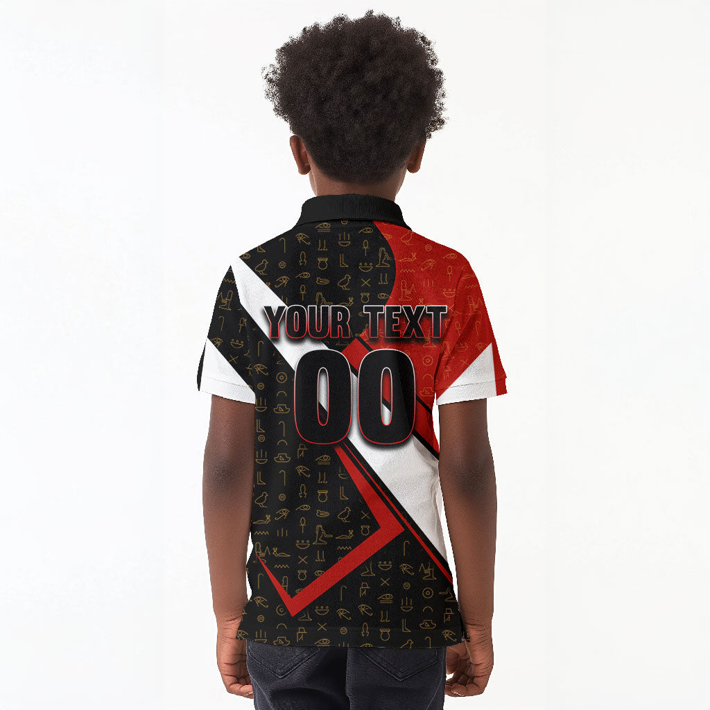 Personalized Egypt Soccer Sobek Crocodile Mascot Kid Polo Shirt Ancient Egyptian Hieroglyphic Stripe
