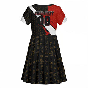 Personalized Egypt Soccer Sobek Crocodile Mascot Kid Short Sleeve Dress Ancient Egyptian Hieroglyphic Stripe