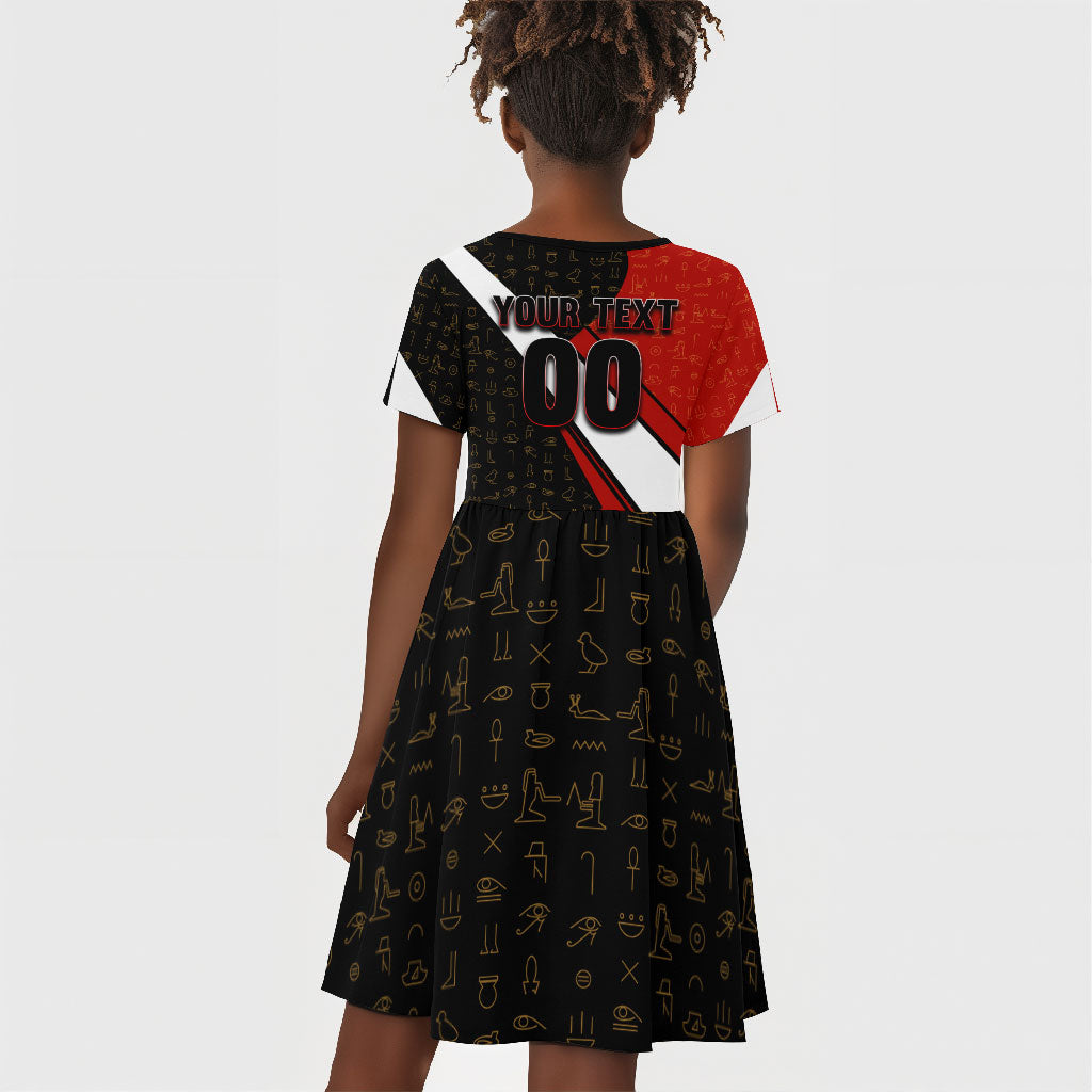 Personalized Egypt Soccer Sobek Crocodile Mascot Kid Short Sleeve Dress Ancient Egyptian Hieroglyphic Stripe