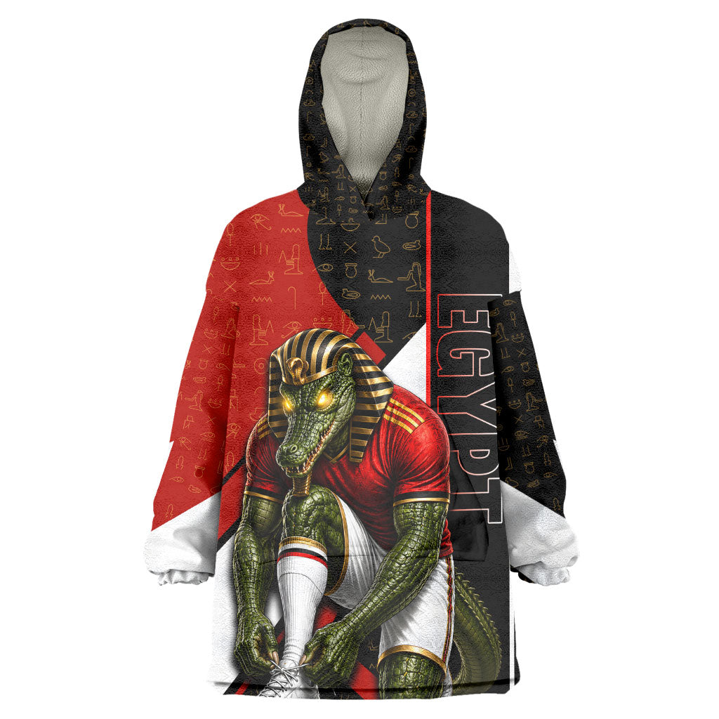 Personalized Egypt Soccer Sobek Crocodile Mascot Kid Wearable Blanket Hoodie Ancient Egyptian Hieroglyphic Stripe