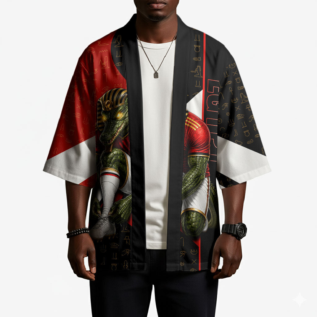 Personalized Egypt Soccer Sobek Crocodile Mascot Kimono Ancient Egyptian Hieroglyphic Stripe