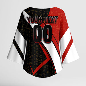 Personalized Egypt Soccer Sobek Crocodile Mascot Kimono Sleeve Blouse Ancient Egyptian Hieroglyphic Stripe