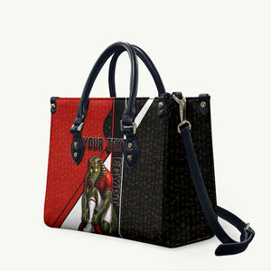 Personalized Egypt Soccer Sobek Crocodile Mascot Leather Bag Ancient Egyptian Hieroglyphic Stripe