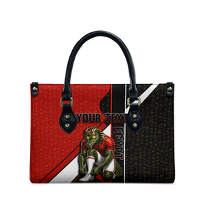 Personalized Egypt Soccer Sobek Crocodile Mascot Leather Bag Ancient Egyptian Hieroglyphic Stripe