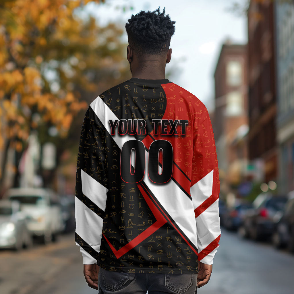 Personalized Egypt Soccer Sobek Crocodile Mascot Long Sleeve Shirt Ancient Egyptian Hieroglyphic Stripe