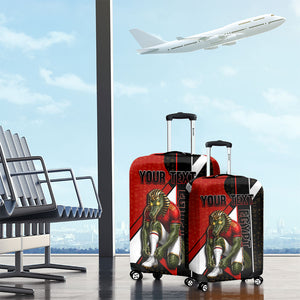 Personalized Egypt Soccer Sobek Crocodile Mascot Luggage Cover Ancient Egyptian Hieroglyphic Stripe