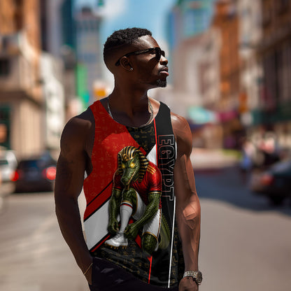 Personalized Egypt Soccer Sobek Crocodile Mascot Men Tank Top Ancient Egyptian Hieroglyphic Stripe