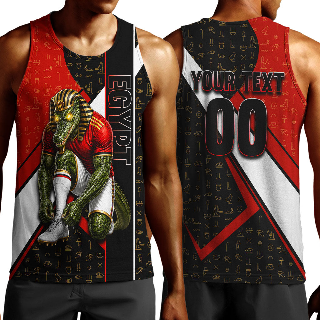 Personalized Egypt Soccer Sobek Crocodile Mascot Men Tank Top Ancient Egyptian Hieroglyphic Stripe